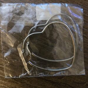 SilverStainless Steel Heart-Shaped Hoop Earrings